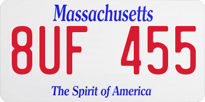 MA license plate 8UF455