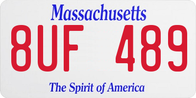 MA license plate 8UF489