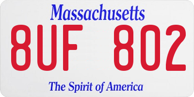 MA license plate 8UF802