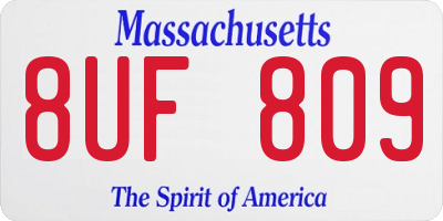 MA license plate 8UF809