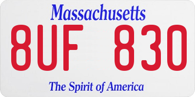MA license plate 8UF830