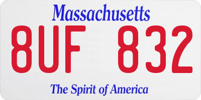 MA license plate 8UF832