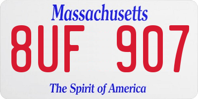 MA license plate 8UF907