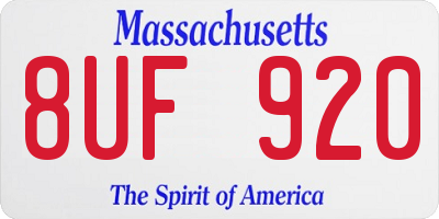 MA license plate 8UF920