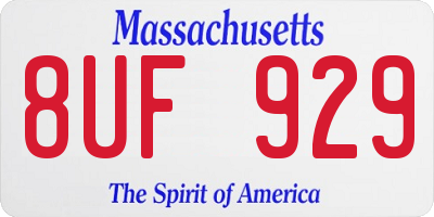 MA license plate 8UF929