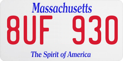 MA license plate 8UF930