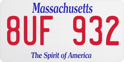 MA license plate 8UF932