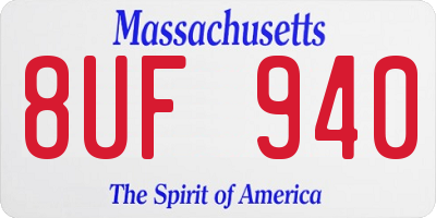MA license plate 8UF940