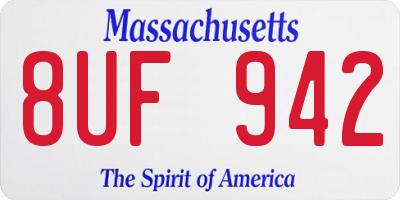 MA license plate 8UF942