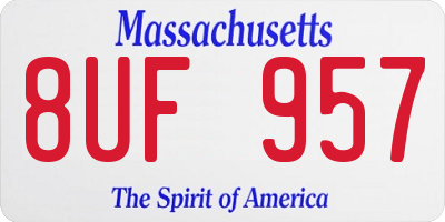 MA license plate 8UF957