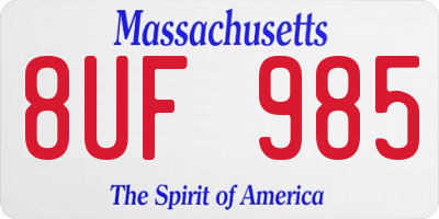 MA license plate 8UF985