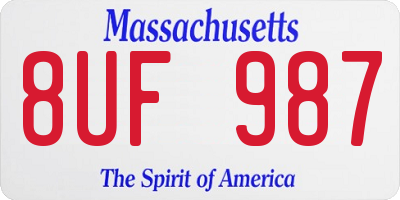 MA license plate 8UF987