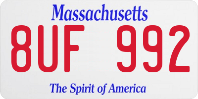 MA license plate 8UF992