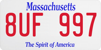 MA license plate 8UF997