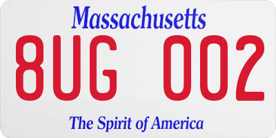 MA license plate 8UG002