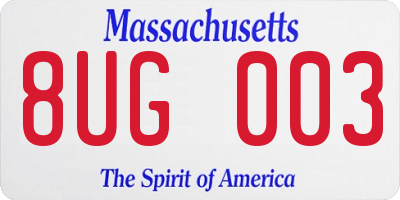MA license plate 8UG003
