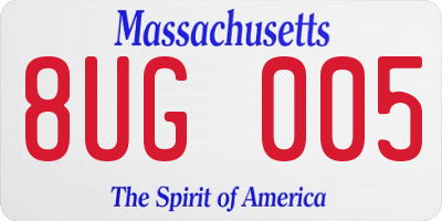 MA license plate 8UG005