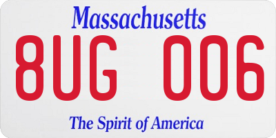 MA license plate 8UG006