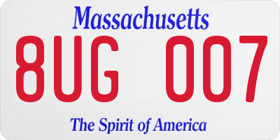 MA license plate 8UG007