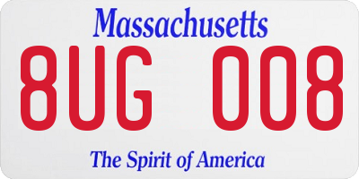 MA license plate 8UG008