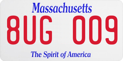 MA license plate 8UG009