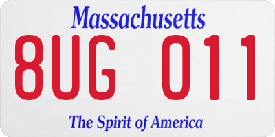 MA license plate 8UG011