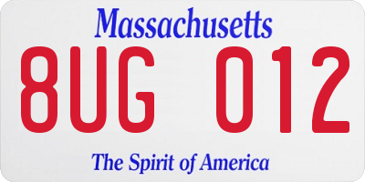 MA license plate 8UG012