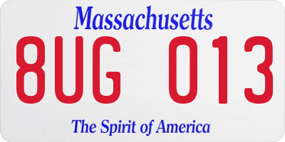 MA license plate 8UG013