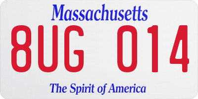 MA license plate 8UG014