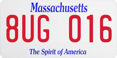 MA license plate 8UG016