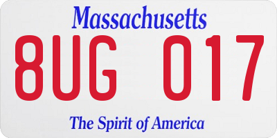 MA license plate 8UG017