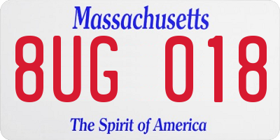 MA license plate 8UG018