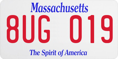 MA license plate 8UG019