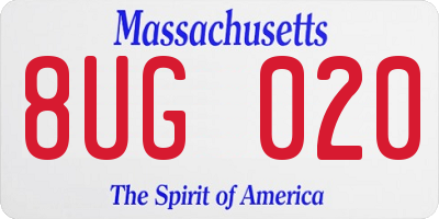 MA license plate 8UG020