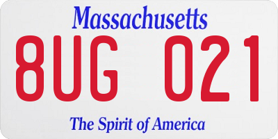 MA license plate 8UG021