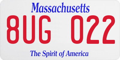 MA license plate 8UG022