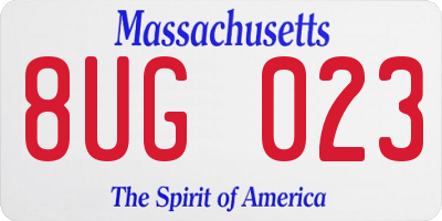 MA license plate 8UG023