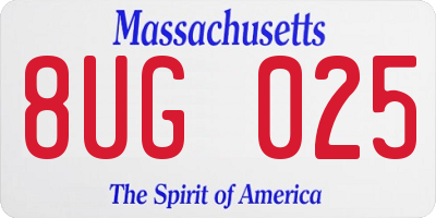MA license plate 8UG025