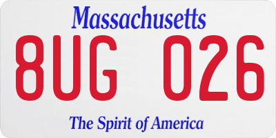 MA license plate 8UG026