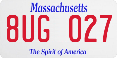 MA license plate 8UG027