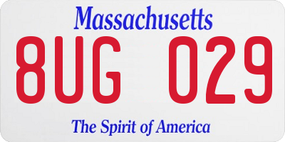 MA license plate 8UG029
