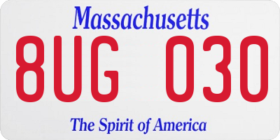 MA license plate 8UG030