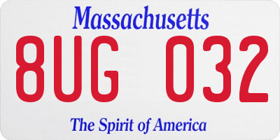 MA license plate 8UG032