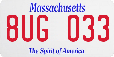 MA license plate 8UG033