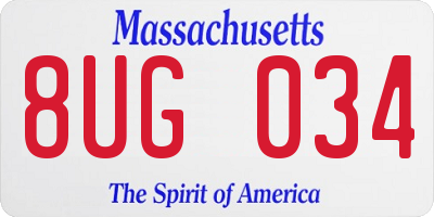 MA license plate 8UG034