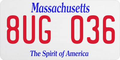 MA license plate 8UG036