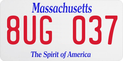 MA license plate 8UG037