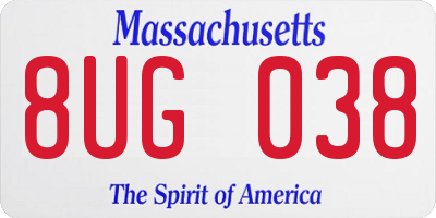 MA license plate 8UG038