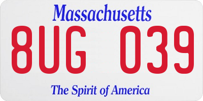 MA license plate 8UG039