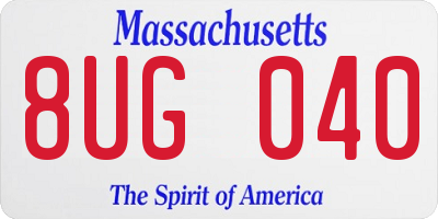 MA license plate 8UG040